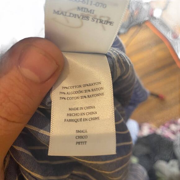 Rails‎ Top Womens Small Blue Mimi Maldives Stripe Button Down Bow Neck Blouse - Picture 5 of 9